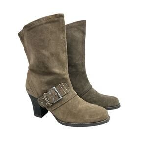 CAT Caterpillar | 7D Brown Suede Mid Calf Heel Booties